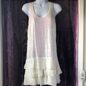 BCBGMaxAzria  pearlescent sequined silk tank dress